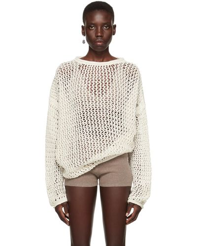 Lauren Manoogian Pull surdimensionné blanc cassé en tricot à mailles ouvertes - Neutre