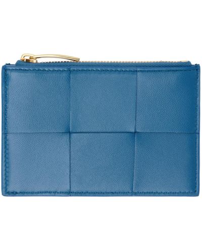 Bottega Veneta Porte-cartes cassette bleu à glissière