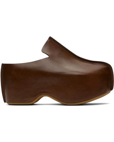 JW Anderson Leather Platform Clogs - Brown