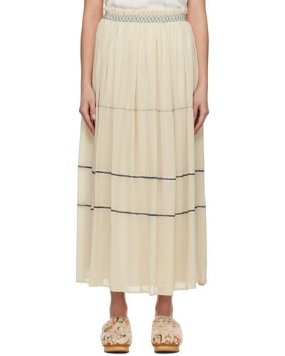 See By Chloé Off-white Embroidered Maxi Skirt - Natural