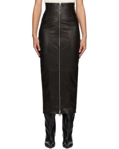 Khaite Black Ruddy Leather Maxi Skirt