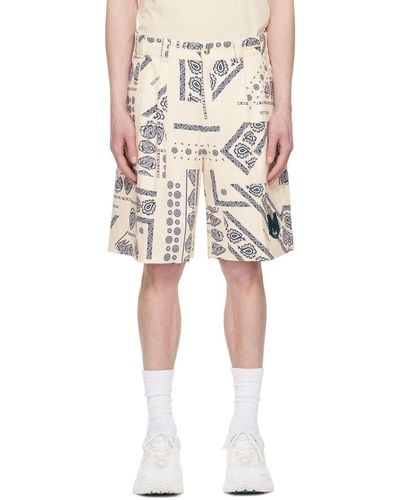 Moncler Off-white Printed Shorts - Natural