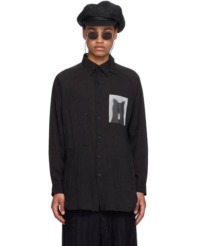 Yohji Yamamoto Chemise noire à image imprimée