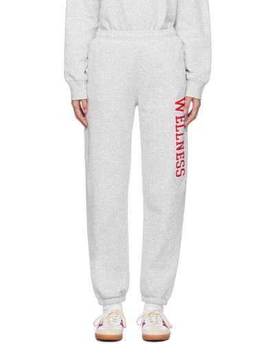 Sporty & Rich Sportyrich pantalon de détente de style collégial 'wellness' gris - Blanc