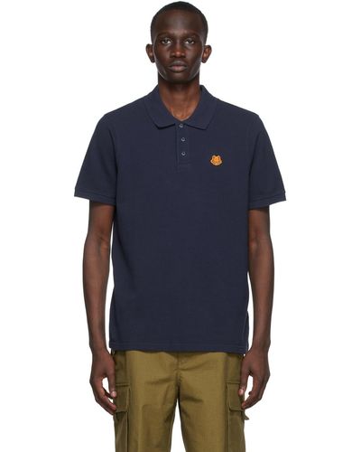 KENZO Navy Tiger Crest Polo - Blue