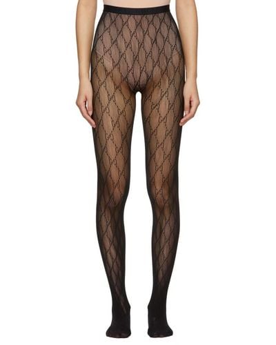 Buy Gucci Silver GG Tights in Stretch Knit Mesh for Women in UAE