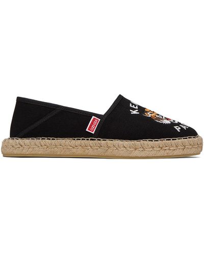 KENZO Espadrilles noires à image à logo brodée - paris