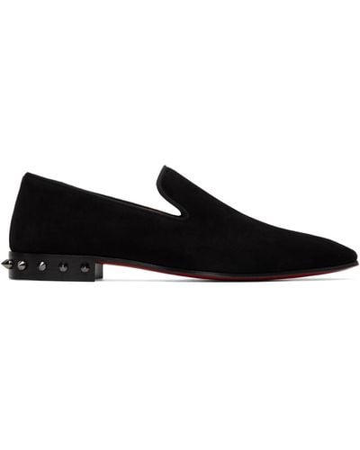 Christian Louboutin Marquees Spiked Suede Loafers - Black