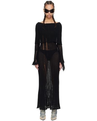 Acne Studios Black Distressed Maxi Dress
