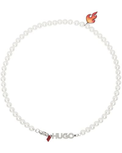 HUGO White Flame Pendant Necklace