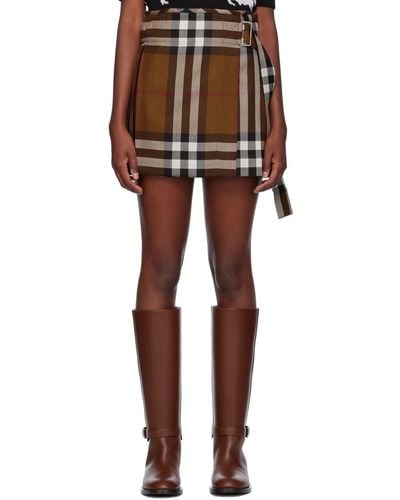 Burberry Brown Check Miniskirt - Black