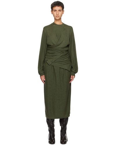 Lemaire Green Twisted Midi Dress