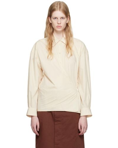 Lemaire オフホワイト ストレートカラー ツイストシャツ - マルチカラー