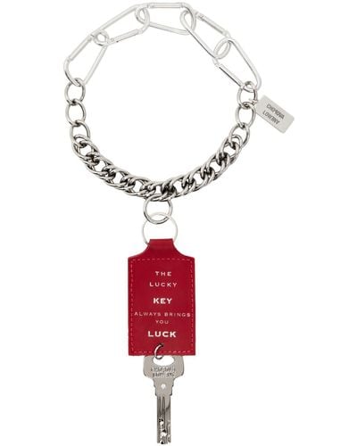 Chopova Lowena Silver Lucky Key Charm Necklace - Red