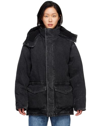 Alexander Wang グレー Extreme Puffer デニムジャケット - ブラック