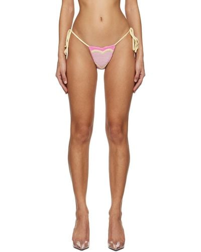 Gcds Culotte de bikini rose à appliqués graphiques - Multicolore