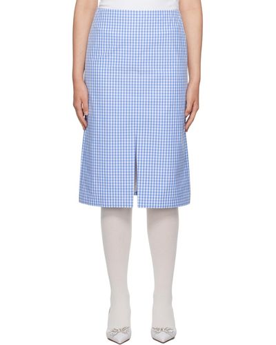 ShuShu/Tong Blue Check Midi Skirt