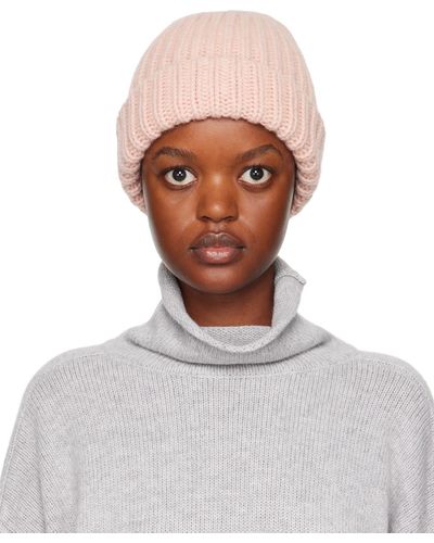 Baserange Bonnet rose en tricot côtelé - Blanc
