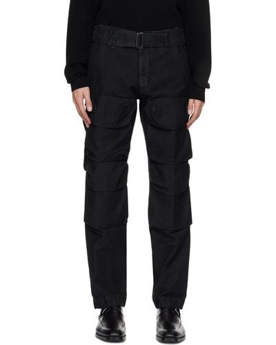 Dries Van Noten Black Garment-dyed Cargo Trousers