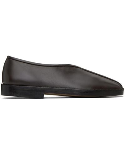Lemaire Brown Flat Piped Slippers - Black