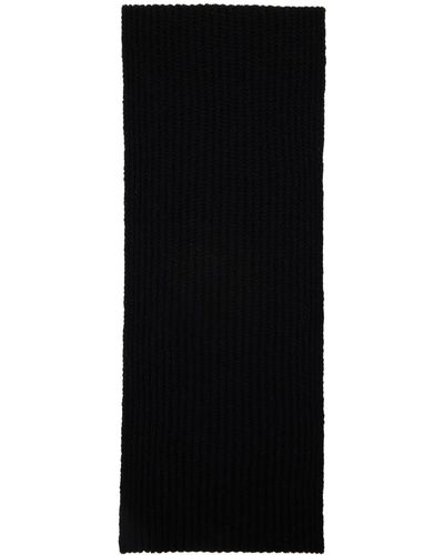 Dries Van Noten Écharpe noire en tricot côtelé