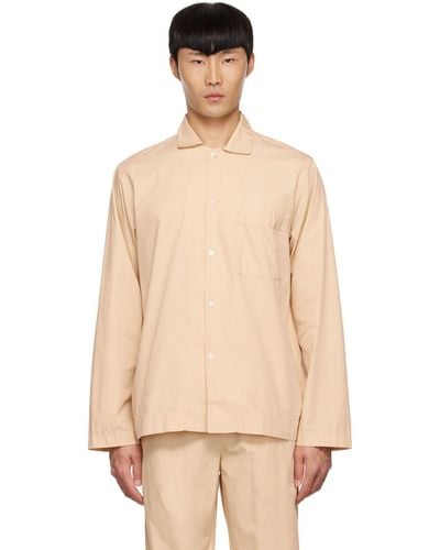 Tekla Beige Organic Cotton Pyjama Shirt - Multicolour