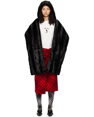 Burberry Faux-fur Hooded Scarf - Black