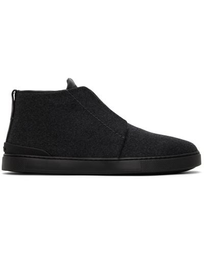 Zegna Grey Triple Stitchtm Sneakers - Black