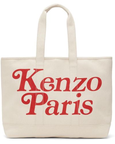 KENZO Grand cabas utilitaire blanc cassé à logo édition verdy - Rouge