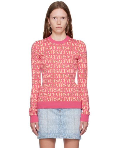 Versace Pink Jacquard Sweater - Red
