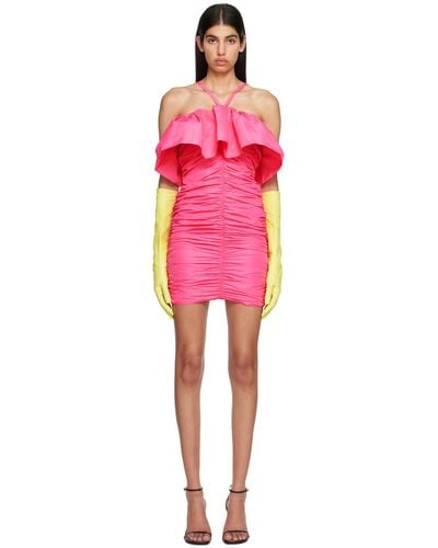 MSGM Pink Ruched Minidress - Red