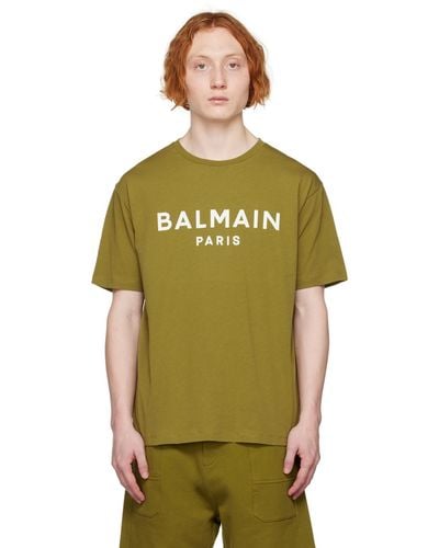 Balmain カーキ プリントtシャツ - グリーン