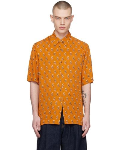 Dries Van Noten Orange Printed Shirt