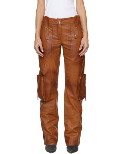 Blumarine Bellows Pocket Leather Trousers - Brown