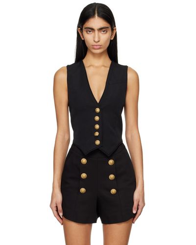 Balmain Button Vest - Black