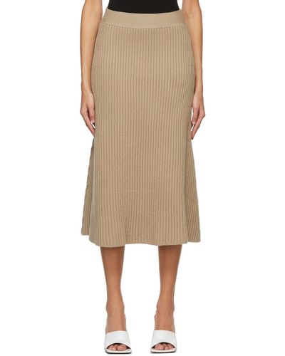 Bottega Veneta Beige Wool Rib Skirt - Natural
