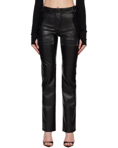 MISBHV Cinch Faux-leather Trousers - Black