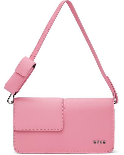 MSGM Double Flap Baguette Bag - Pink