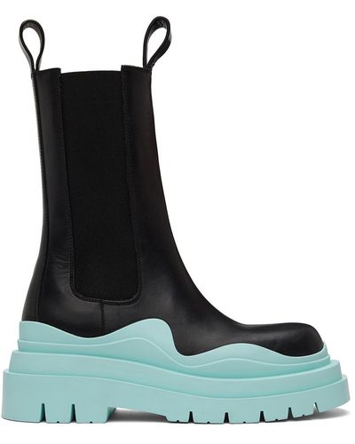 Bottega Veneta Ankle Boots Leather Pale Blue - Black