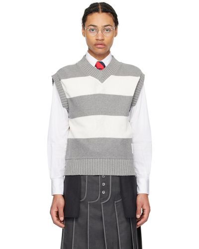Thom Browne Gray Rugby Vest - Multicolor