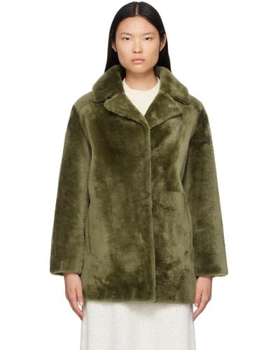 Meteo by Yves Salomon Notched Lapel Coat - Green