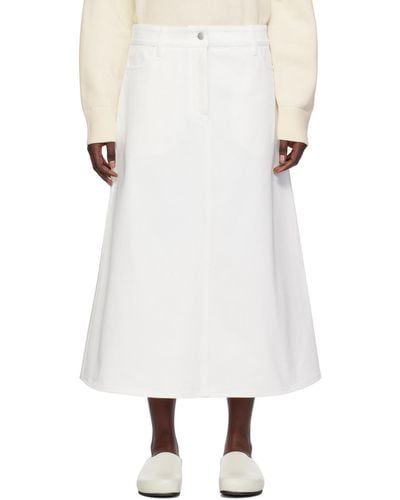 Studio Nicholson A-line Denim Maxi Skirt - White