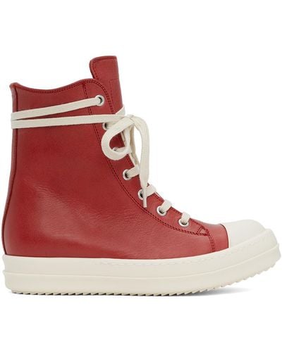 Rick Owens Red Washed Trainers