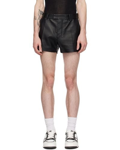 Ami Paris Four-pocket Leather Shorts - Black