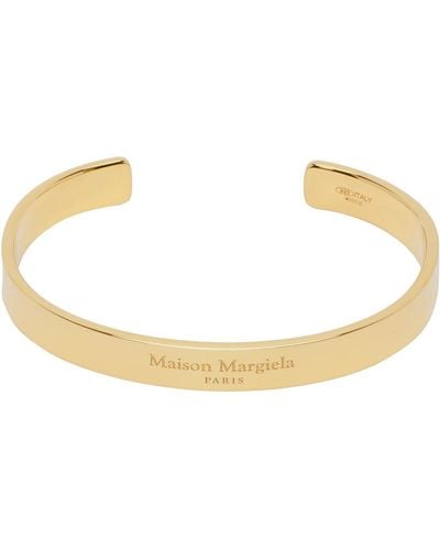Maison Margiela Gold Engraved Cuff Bracelet - Black