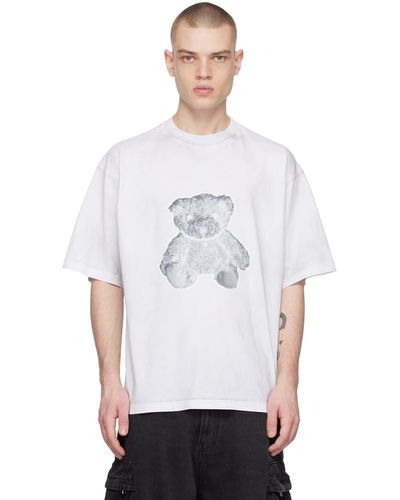 we11done ホワイト Pearl Necklace Teddy プリントtシャツ