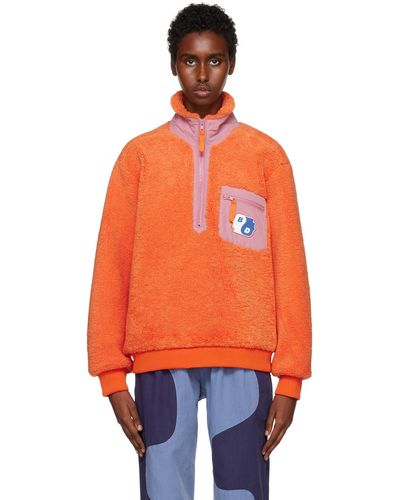 Brain Dead Paneled Zip Sweater - Orange