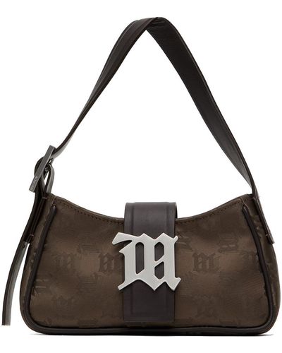 MISBHV Mini sac à bandoulière brun en nylon à monogrammes - Marron