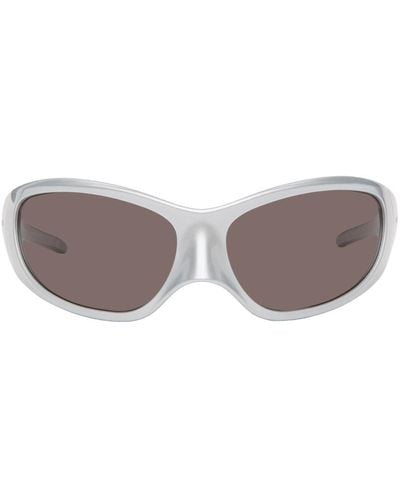 Balenciaga Silver Skin Xxl Cat Sunglasses - Black