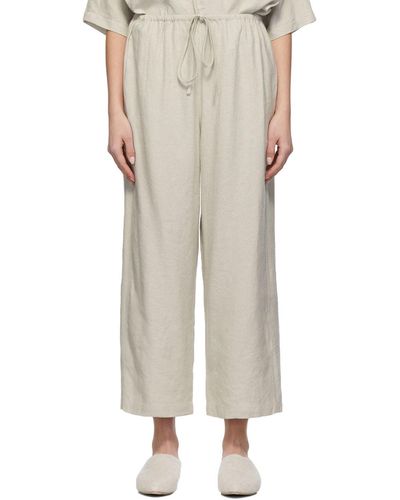 Lauren Manoogian Pantalon de survêtement new dormer en lin et soie - Blanc